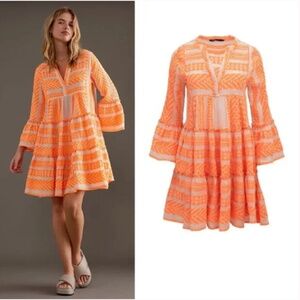 Devotion Twins Embroidered Ella Tunic Dress in Neon Orange M